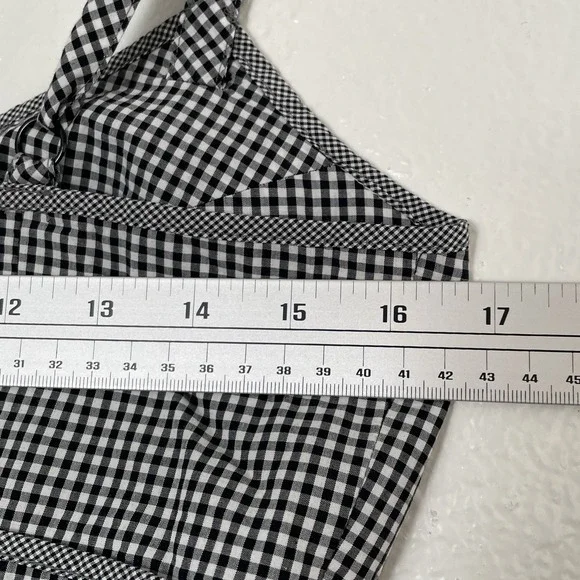 Talbots 6P Black Gingham Midi Fit And Flare Sweetheart Neckline With Straps - Picture 4 of 7